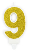 8, glittrigt sifferljus (guld - PD)
