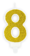 8 Stort Ljus Gold Sparkle 1 st
