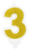 7, glittrigt sifferljus (guld - PD)