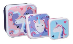 snackbox set enhörning tjejer rosa/lila/blå 3 st