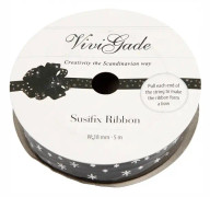 Susifixband - B: 18 mm - Svart - Stjärnor - 5 m