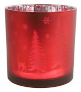 telyshållare Dottie15 cm glasrött/silver