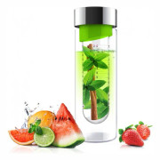 vattenflaska Infuse Flavor 480 ml glas silver/grönt