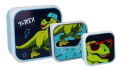 snackbox set dino pojkar blå/grön 3 delar
