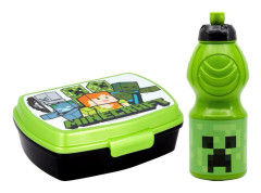 2-Pack Minecraft Creeper Steve Alex Matlåda Och Pop-up Vattenflaska