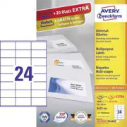 Avery-Zweckform 3475-200 Universaletiketter 70 x 36 mm Papper Vit 5280 st Permanent Bläckstråleskrivare, Laser, Laser,