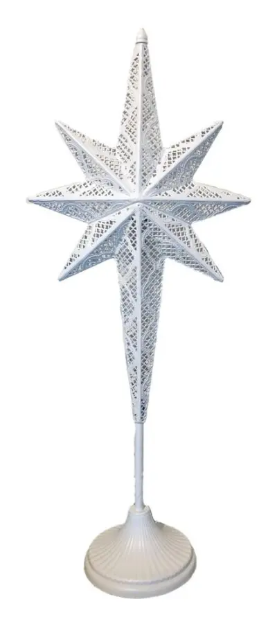 Metallstjärna på fot 78cm i vit