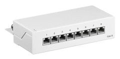 CAT 6 mini-/skrivbordskopplingspanel, 8 portar (1 HE)