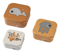 Done by Deer, 3-Pack Sea Friends Snackslådor Senapsgula