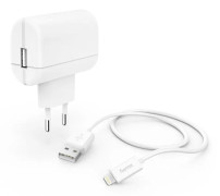 Hama Essential Line Charging Kit - Strömadapter - 12 Watt - 2.4 A - Fast Charge (USB) - på kabel: Lightning - vit - för Apple iPad/iPhone/iPod (Light