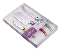  Ostset Laguiole 3 St. Mixade Färger Vit Box