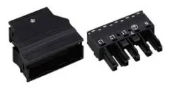 WAGO 770-105/L010-165 Växelströmskontakt WINSTA MIDI Hona rak Totalt antal poler: 4 + PE 25 A Svart 1 st