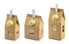 Adventskalender Hus natur/guld