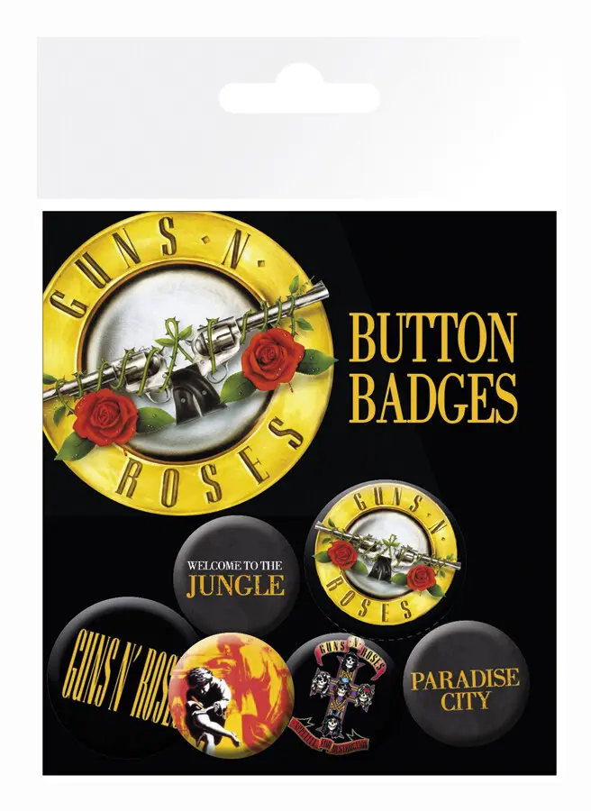 Pin Badge Pack - Musik - Guns N Roses - Lyrics and Logos - Merchandise