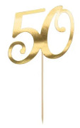 Tårtdekoration 50 år, guld