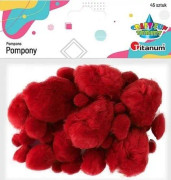 Titanum Red acrylic pompoms 45 pcs.