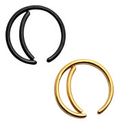 2-Pack Dubbel Fake Piercing Näsring Septum Svart Guld