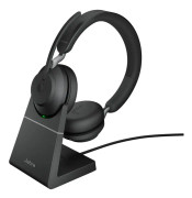 Jabra Evolve2 65 UC Stereo - Headset - på örat - Bluetooth - trådlös - USB-A - ljudisolerande - svart - med laddningsställ