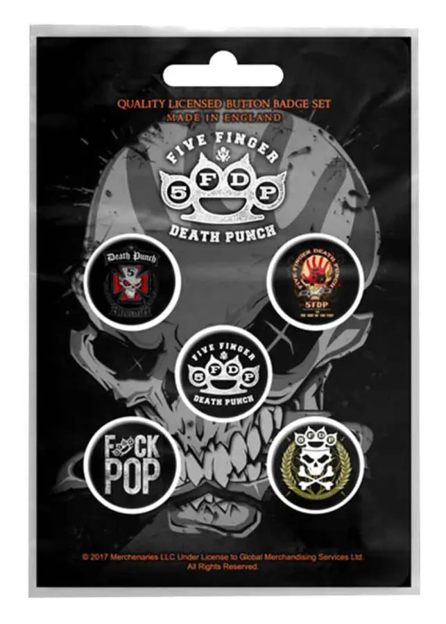 Five Finger Death Punch badge Band logo Knuckles Official 5 x Pin Button One Size