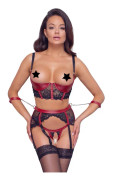 Shelf Bra Set - Black & Red