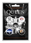 Queen Badge Pack Classic Crest band logo Freddie Official Black 5 x Pin Button En Storlek