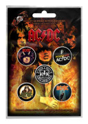 AC/DC badge pack albums powerage band logo Official 5 x Pin Button One Size