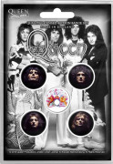 Queen Badge Pack Portrait Faces Band Crest Logo Official 5 Pack One Size