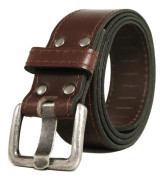 Brunt 35mm jeansbälte i kalvskinn