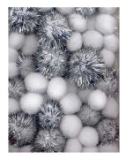 Pompong - 20-35 mm - Vit & Silver - 50 st