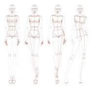 Kvinnor mode figur ritning mall linjal