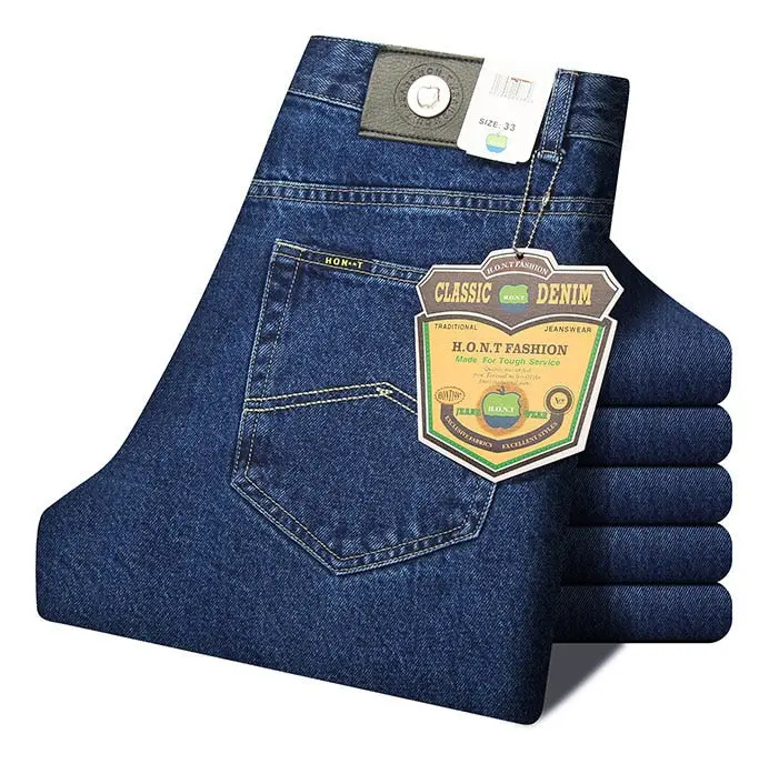 Herr vår, höst mager, rak stretch denim byxor