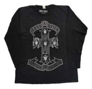 Guns N' Roses T Shirt Monochrome Cross Logo Official Dip Dye Black Long Sleeve