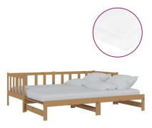 vidaXL Dagbädd utdragbar 2x(90x200) cm honungsbrun massiv furu