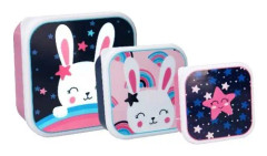 snackbox set kanin tjejer rosa/lila/blå 3 st