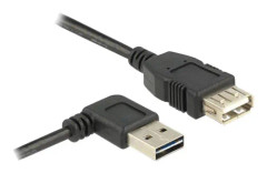 USB 2.0 Förlängningskabel platt vinklad [1x USB 2.0 A hane