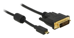 Delock HDMI / DVI Anslutningskabel 1.00 m med ferritkärna, skruvbar, guldpläterad kontakt Svart [1x HDMI hane D Mikro -