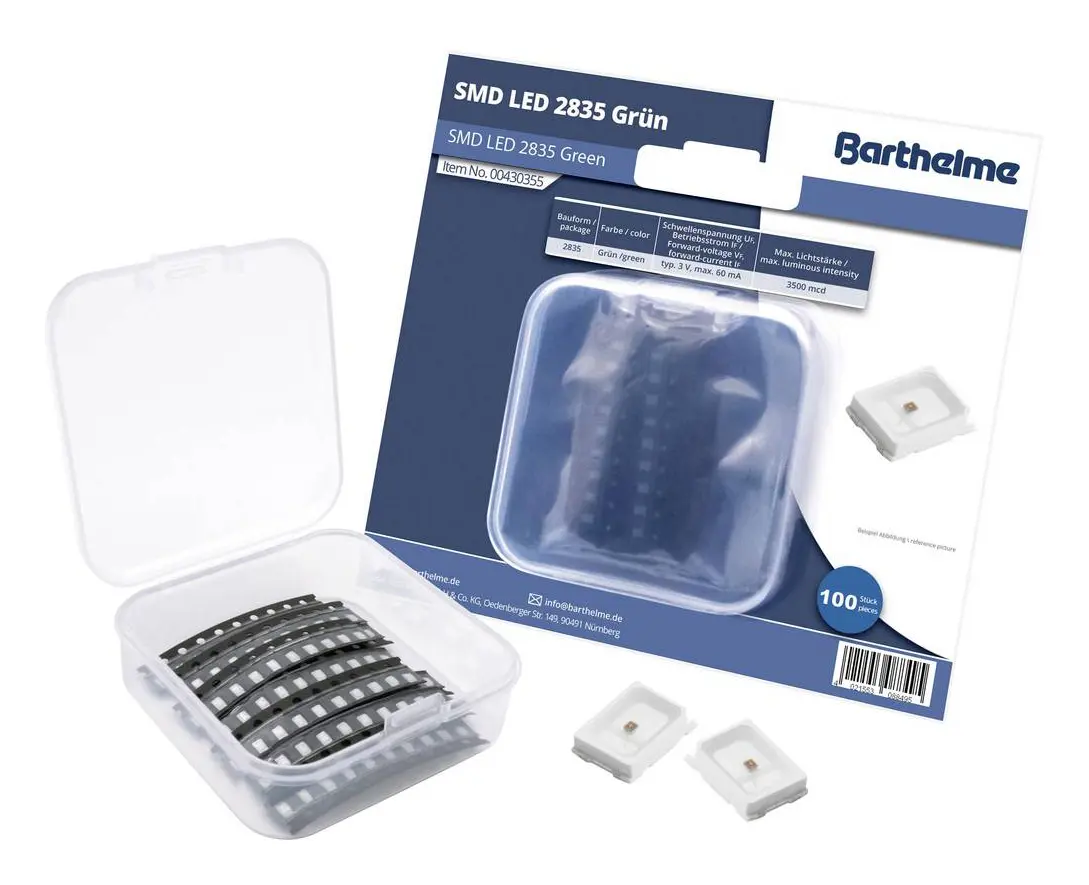 Barthelme SMD-LED-Set 2835 Grön 1500 mcd 120 ° 60 mA 3 V 100 st Bulk