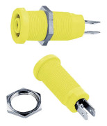 Stäubli XEB-1R Säkerhets Labhylsa Hona inbyggd vertikal Stift-Ø: 4 mm Grön, Gul 1 st