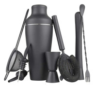 Cocktail Shaker Set, 8 Delar - Svart