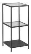 Sea bokhylla med 2 hyllplan klarglas/svart metall.