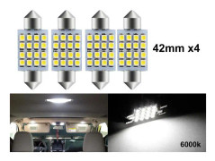 Spollampor 42mm 6000k vit 4-pack led 2835SMD C5W SV8.5 41mm