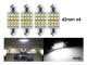 Spollampor 42mm 6000k vit 4-pack led 2835SMD C5W SV8.5 41mm