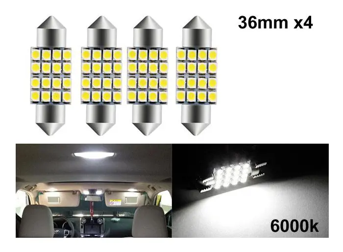 Spollampor 36mm 6000k vit 4-pack Led 2835SMD C5W SV8.5