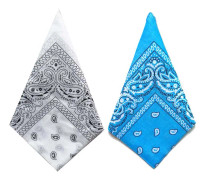 Bandana Paisleymönster Vit & Ljusblå 2-pack