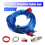 Ett set Car Kit Förstärkare Ljud Ljud Högtalare Woofer Kabel Tråd + Power Line Suit