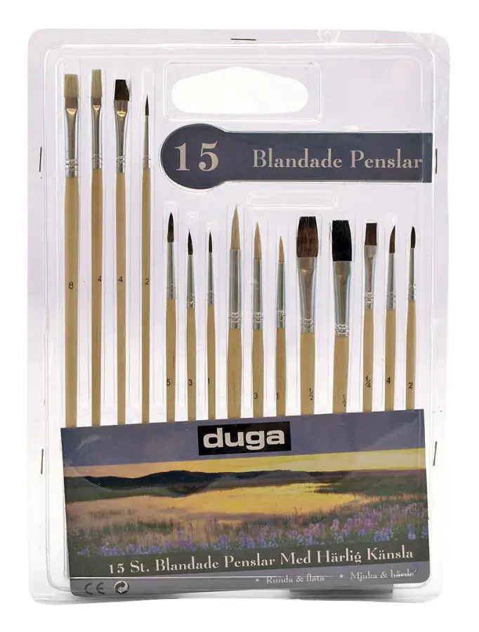 Penselset Blandade / Målarpensel - 15-pack