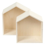 Förvaringslådor, hus, H: 22,5+25 cm, B: 19,5+22,5 cm, plywood, 2st., djup 12,5 cm