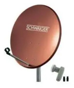 SCHWAIGER SAT-system 60 cm 2 abonnenter tvilling LNB tegelröd