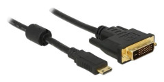Delock HDMI / DVI Anslutningskabel 2.00 m med ferritkärna, skruvbar, guldpläterad kontakt Svart [1x HDMI hane C Mini - 1