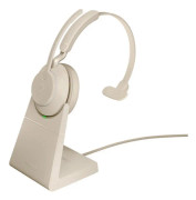Jabra Evolve2 65 MS Mono - Headset - på örat - konvertibel - Bluetooth - trådlös - USB-C - ljudisolerande - beige - med laddningsställ